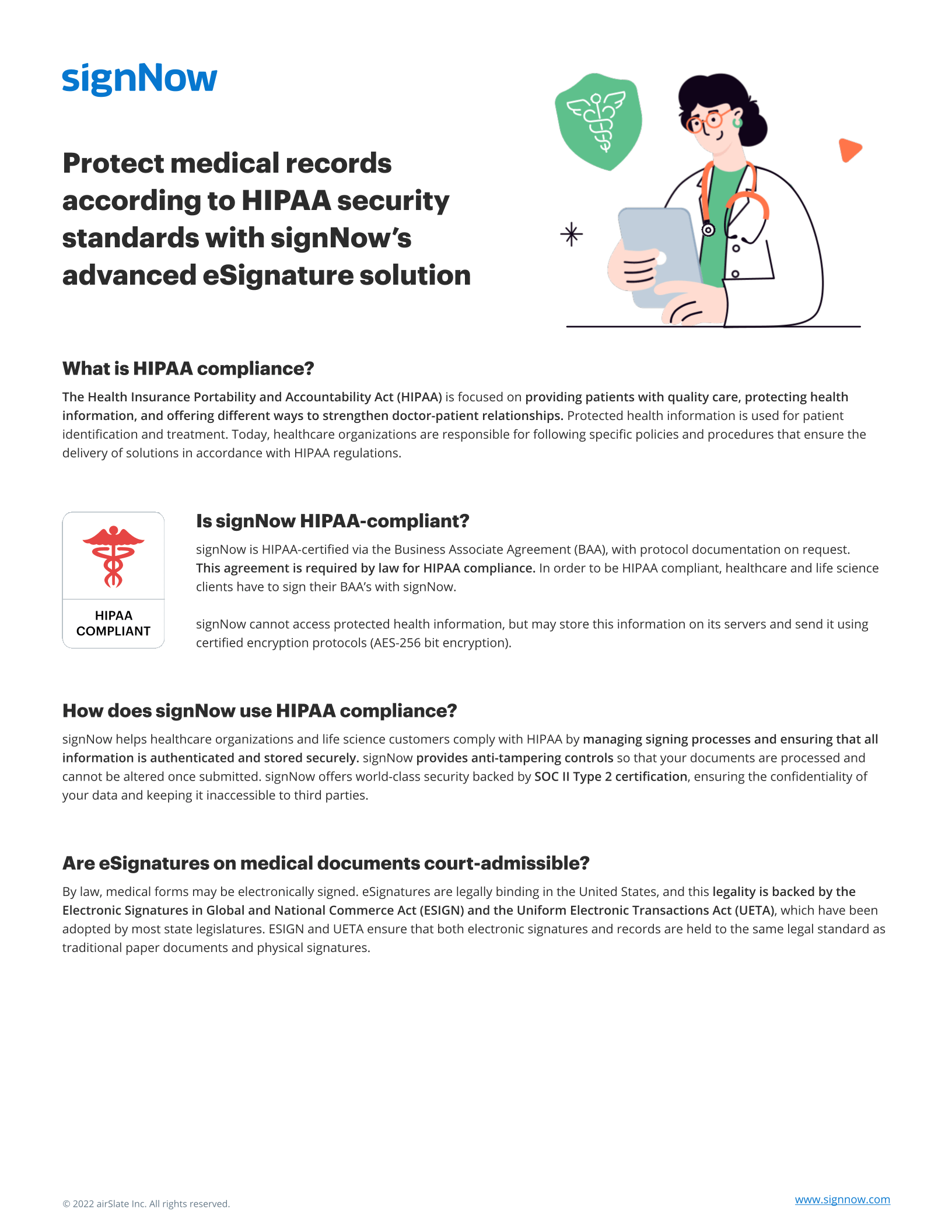 Ensure HIPAA compliance with your documents | signNow