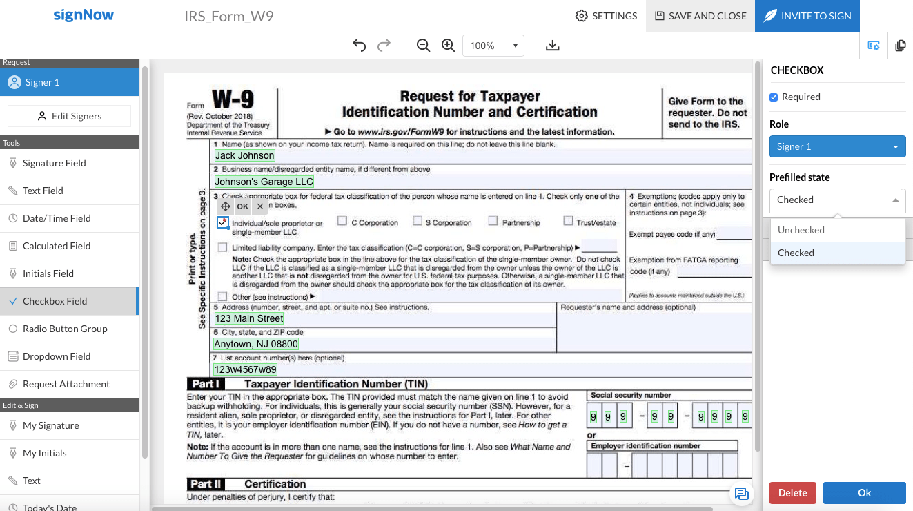 w9 pdf signature