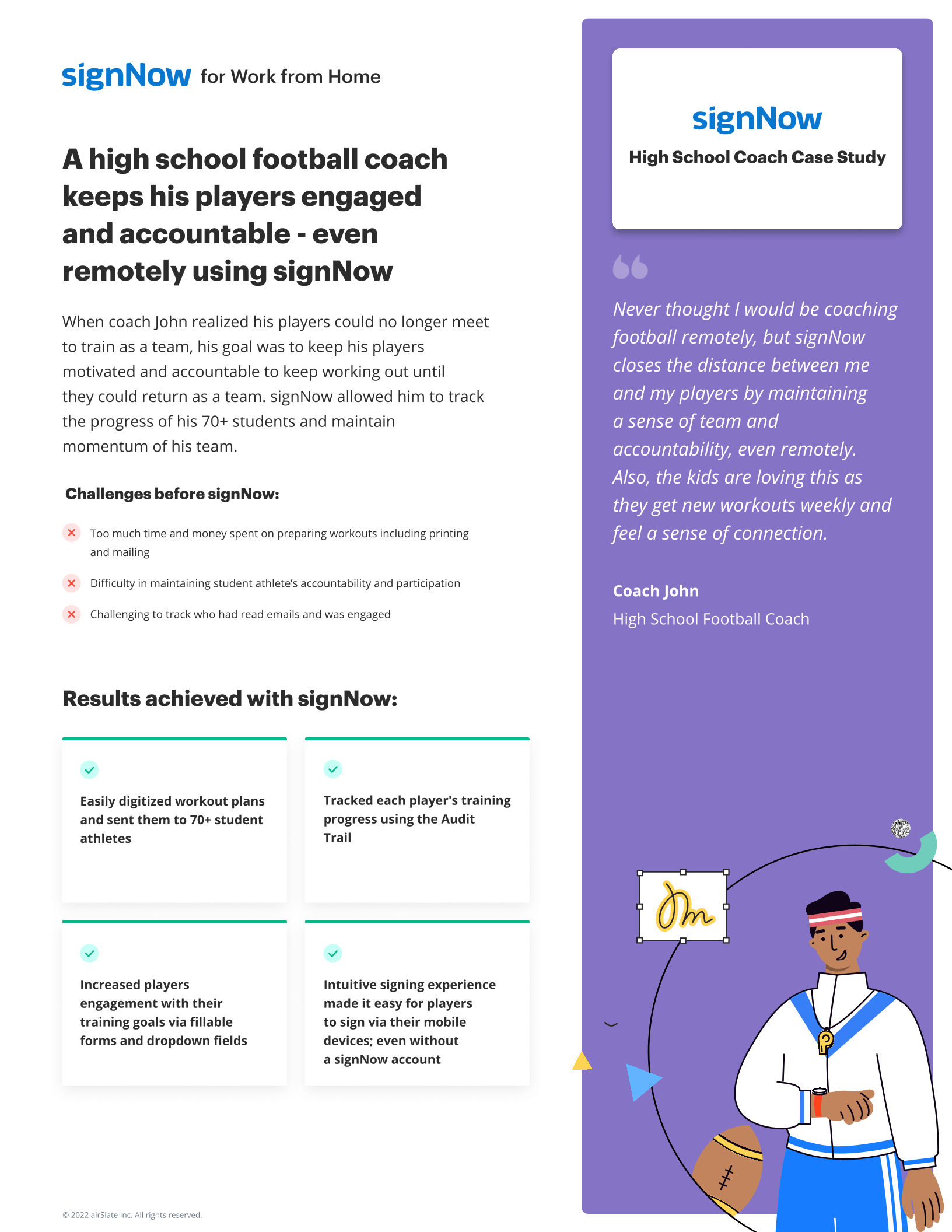 High School Coaching: eSignature solution that digitized workout routines