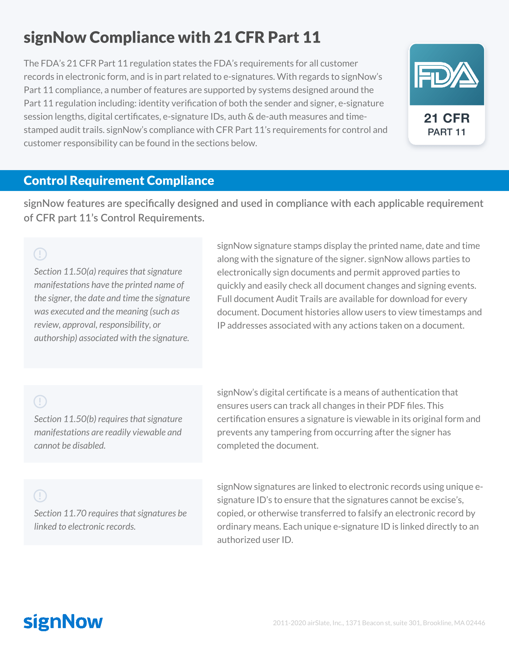 How signNow meets 21 CFR Part 11 requirements