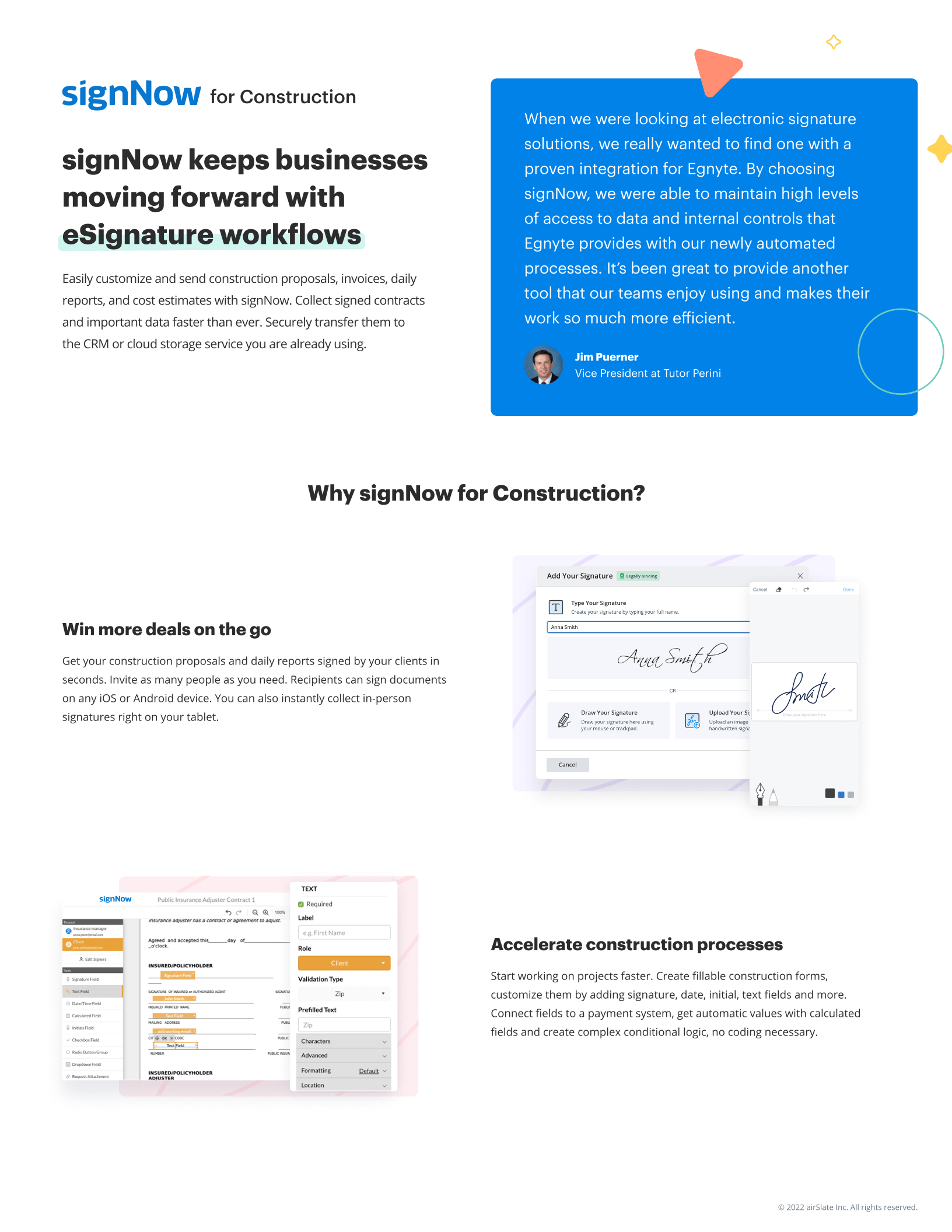 signNow for Construction: Solution overview