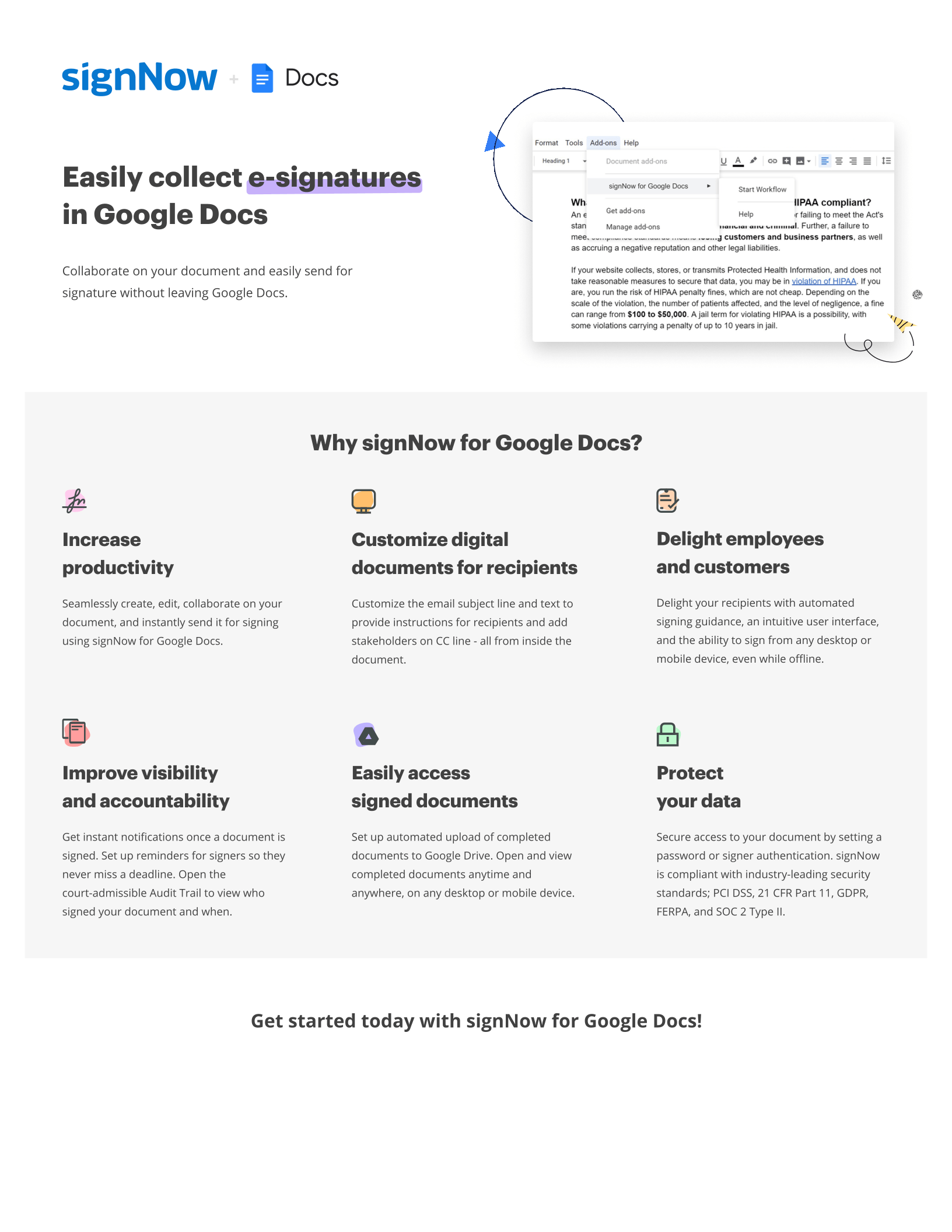 signNow for Google Docs overview