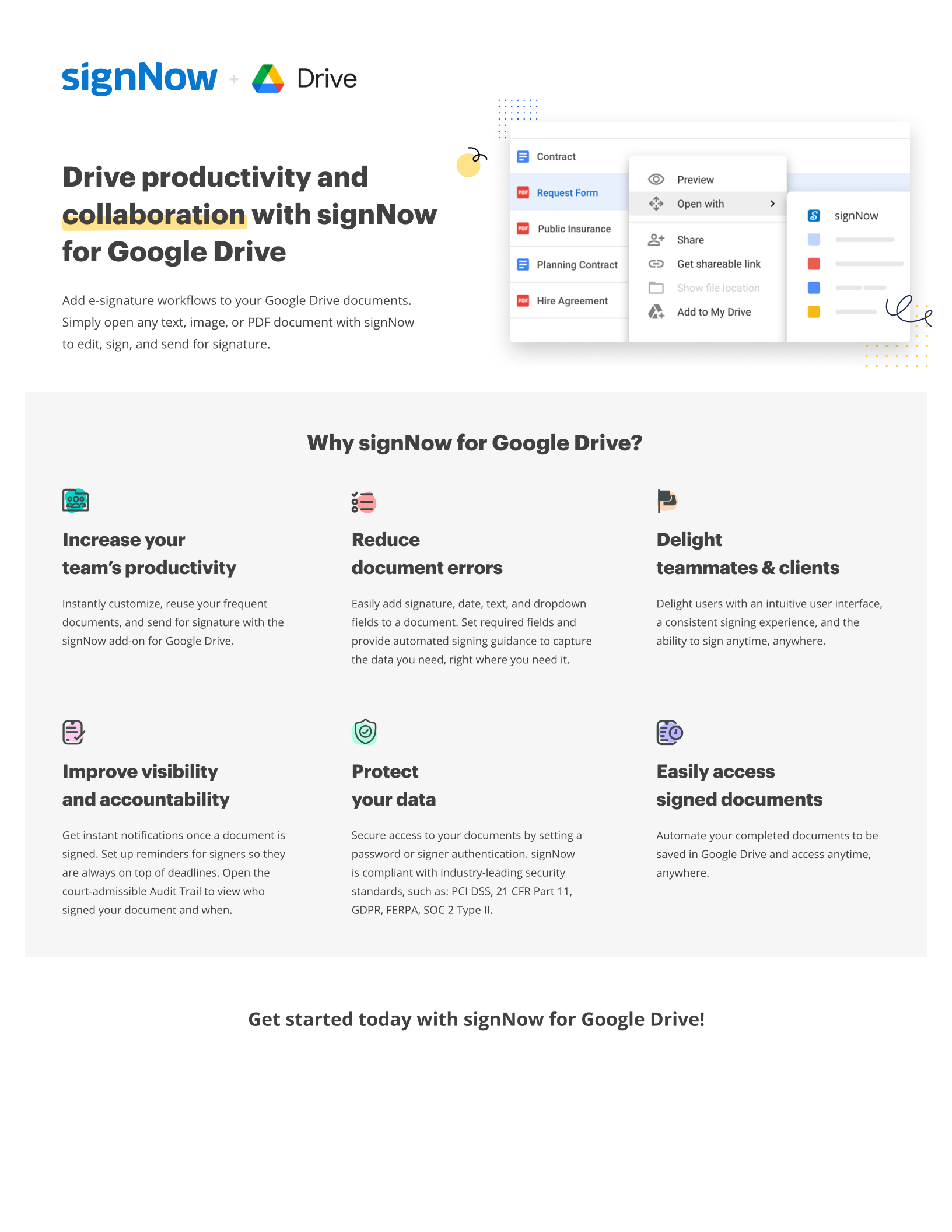 signNow for Google Drive overview