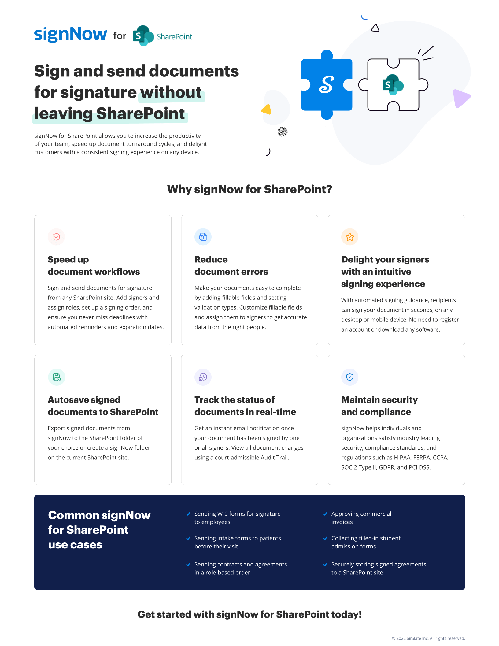 signNow for Microsoft SharePoint overview