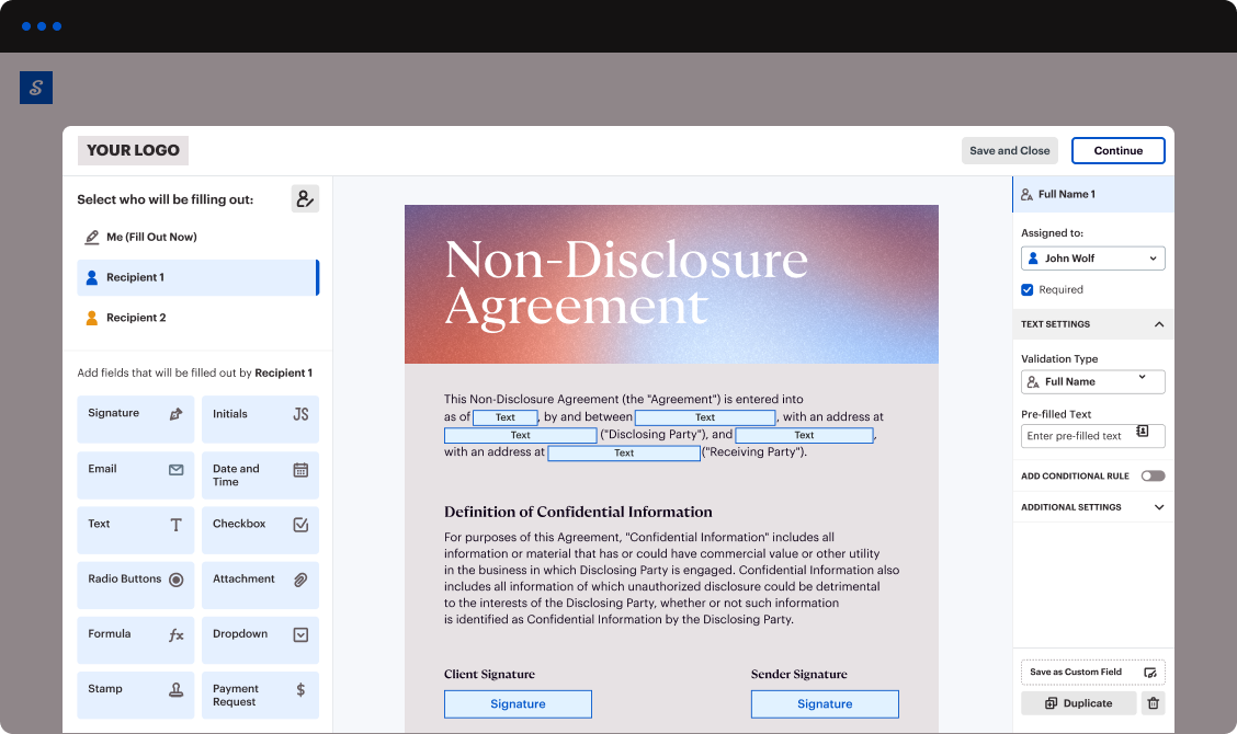 airSlate SignNow eSignature API preview