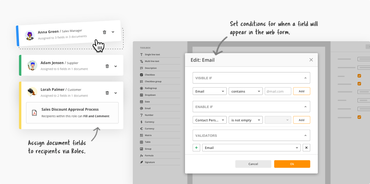 Pull and push data between a template and multiple systems of record