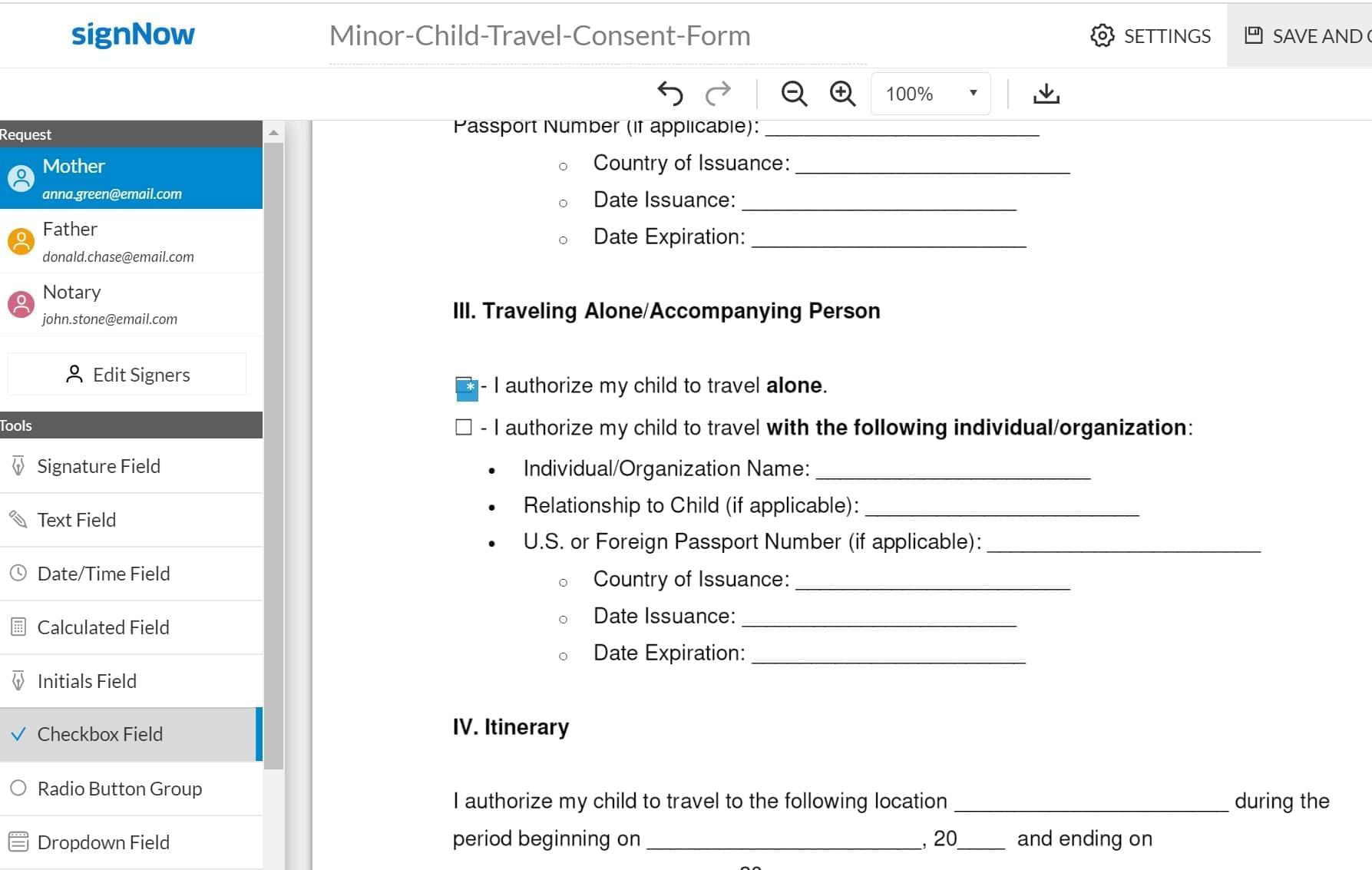 Apply an electronic signature